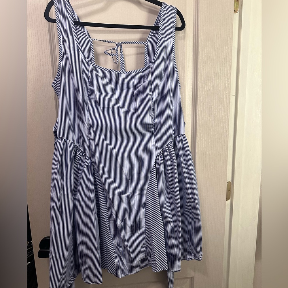 SHEIN Blue and White Stripped Dress